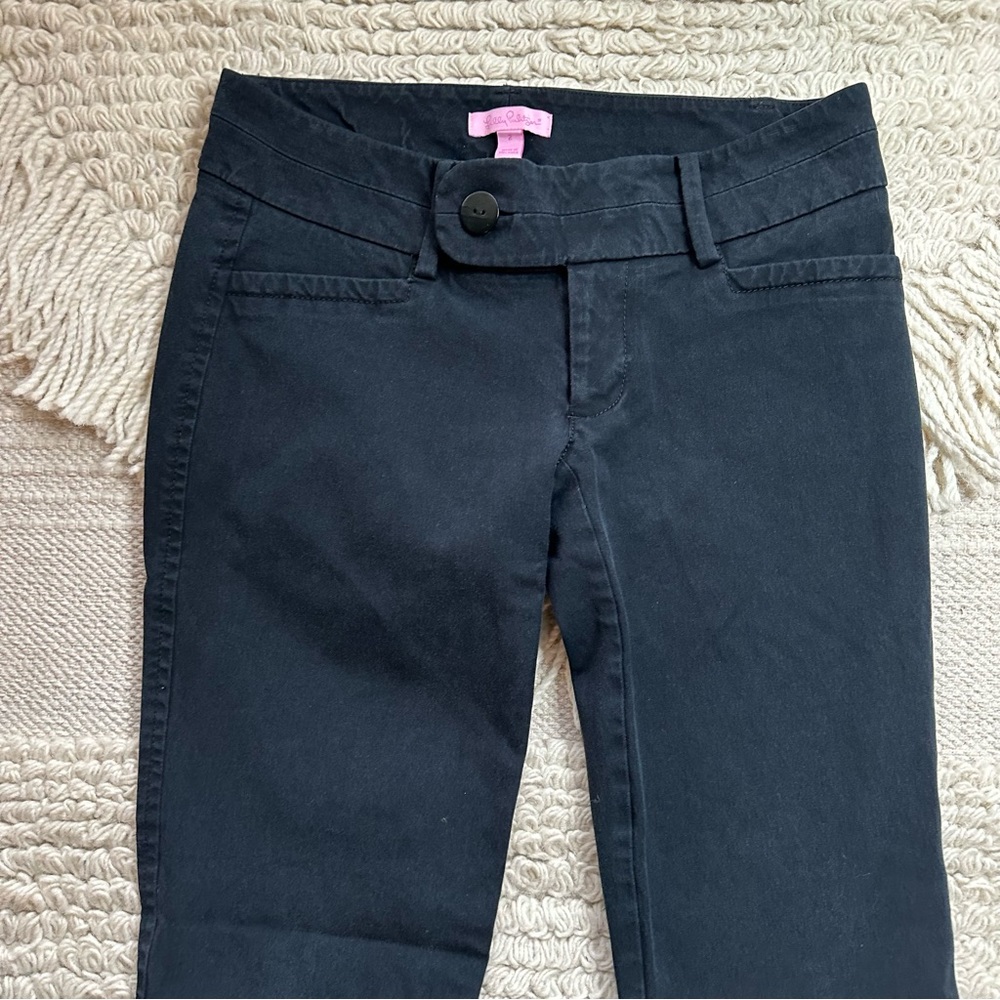 LILLY PULITZER black 2-Way Stretch Luxury Capri slim fit crop pants 2 - Picture 3 of 11
